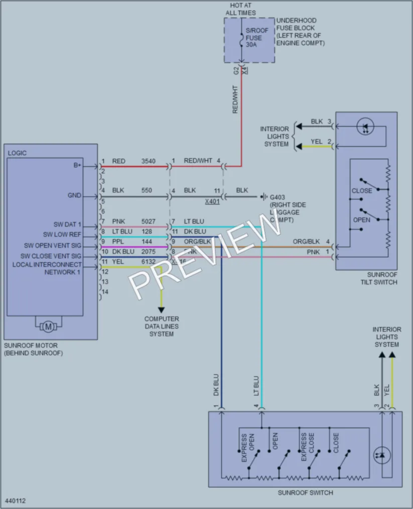 2014 Chevrolet Equinox Power Top Sunroof wiring diagram preview