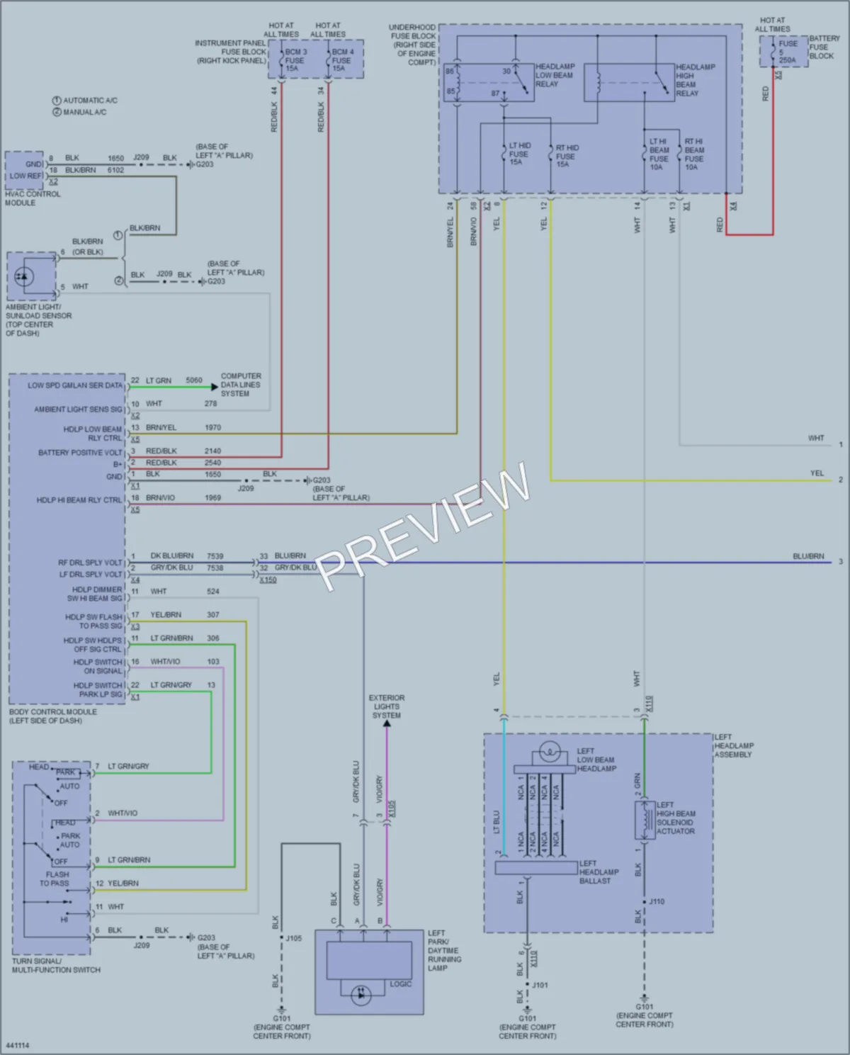 2014 Chevrolet Impala Headlights wiring diagram preview