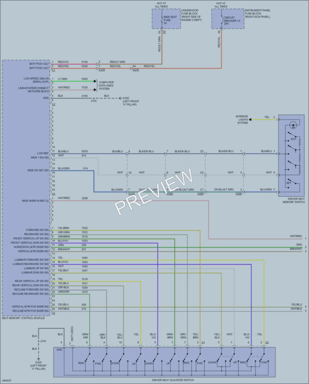 2014 Chevrolet Impala Memory Systems wiring diagram preview