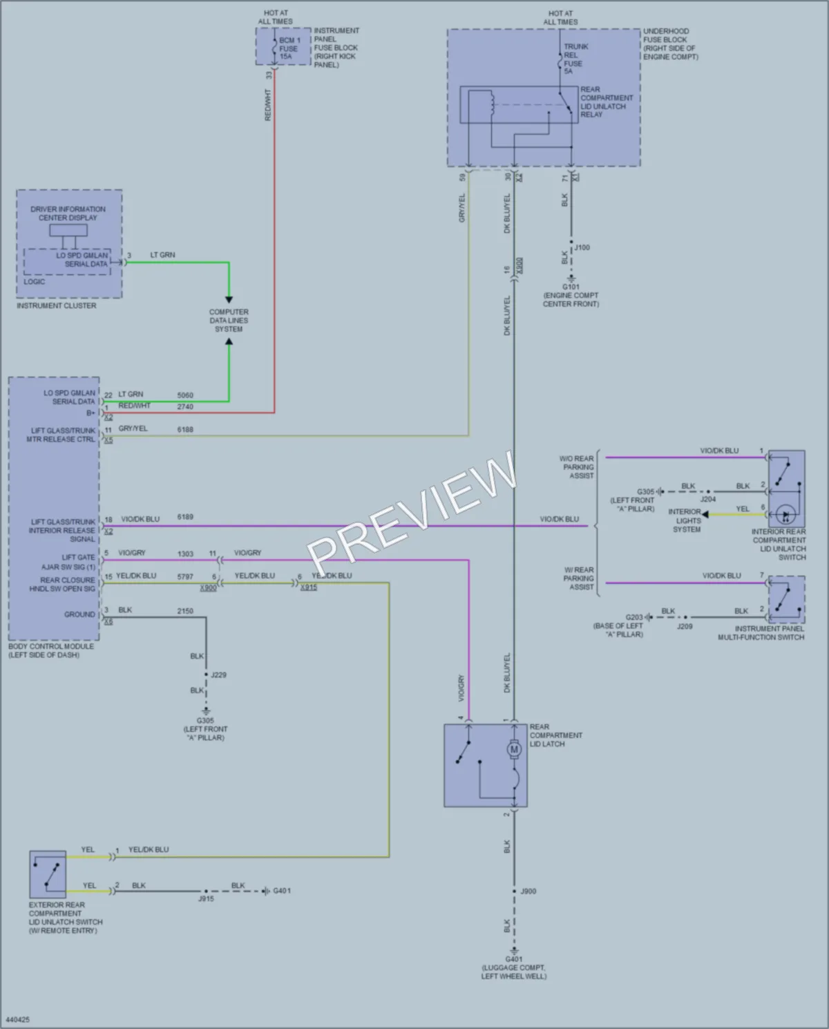 2014 Chevrolet Impala Trunk Tailgate Fuel Door wiring diagram preview