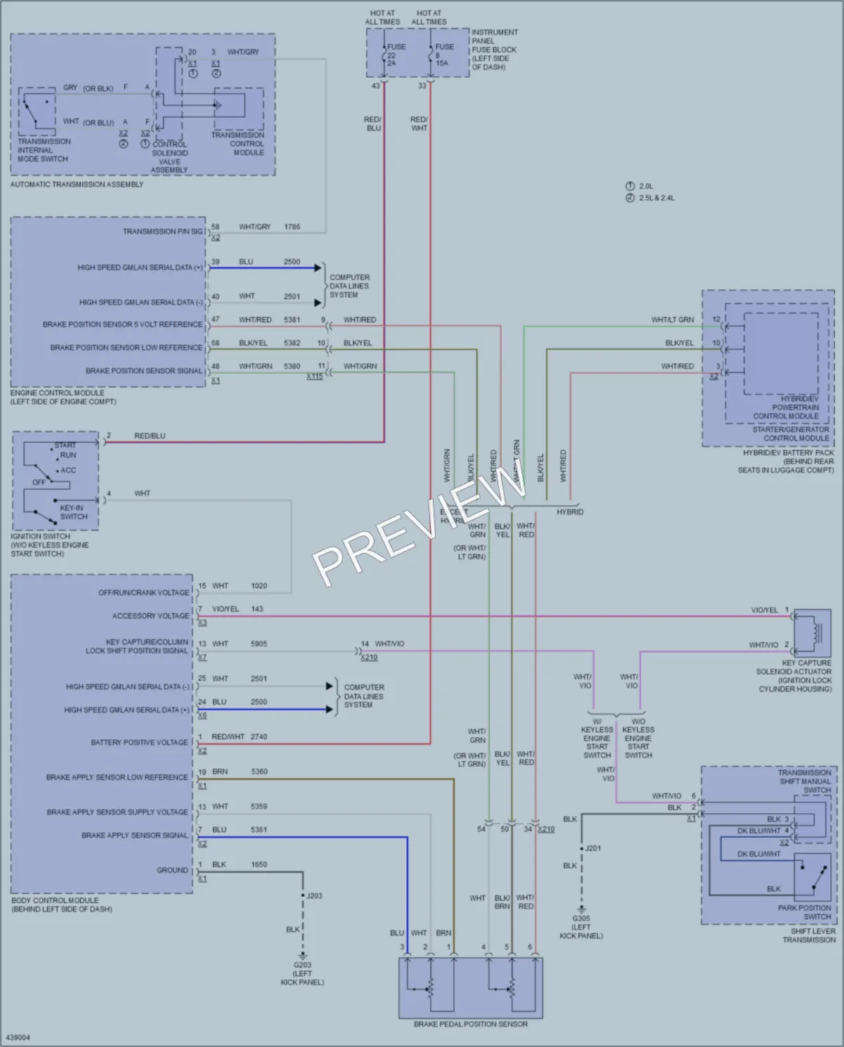 2014 Chevrolet Malibu Shift Interlock wiring diagram preview