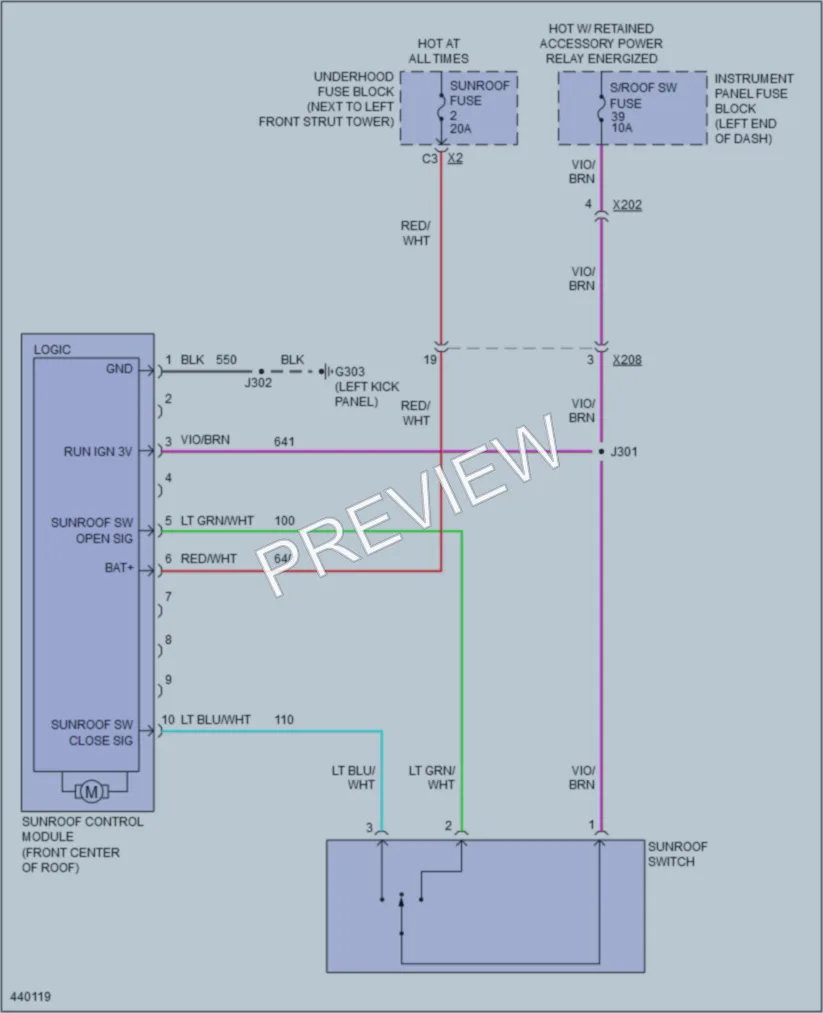 2014 Chevrolet Sonic Power Top Sunroof wiring diagram preview
