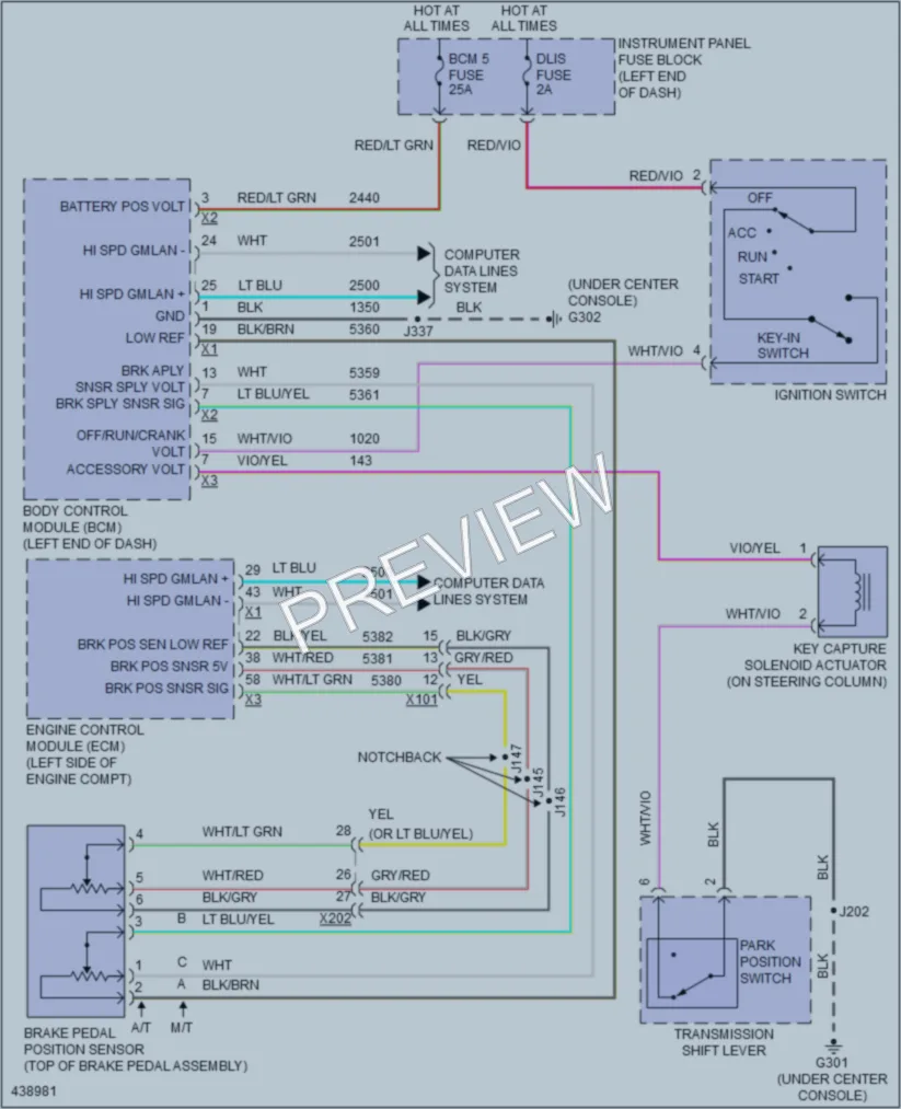 2014 Chevrolet Sonic Shift Interlock wiring diagram preview