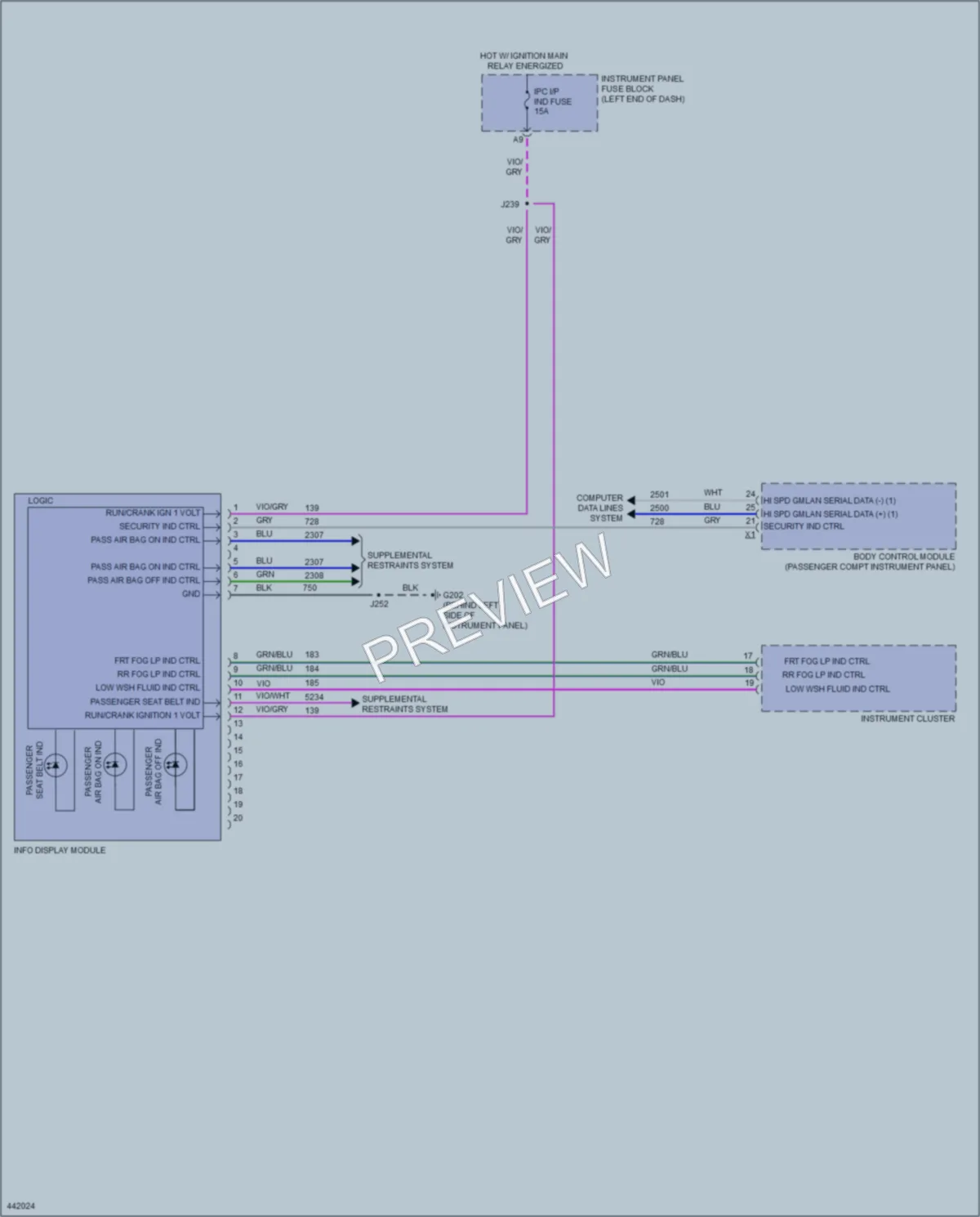 2014 Chevrolet Spark Instrument Cluster wiring diagram preview