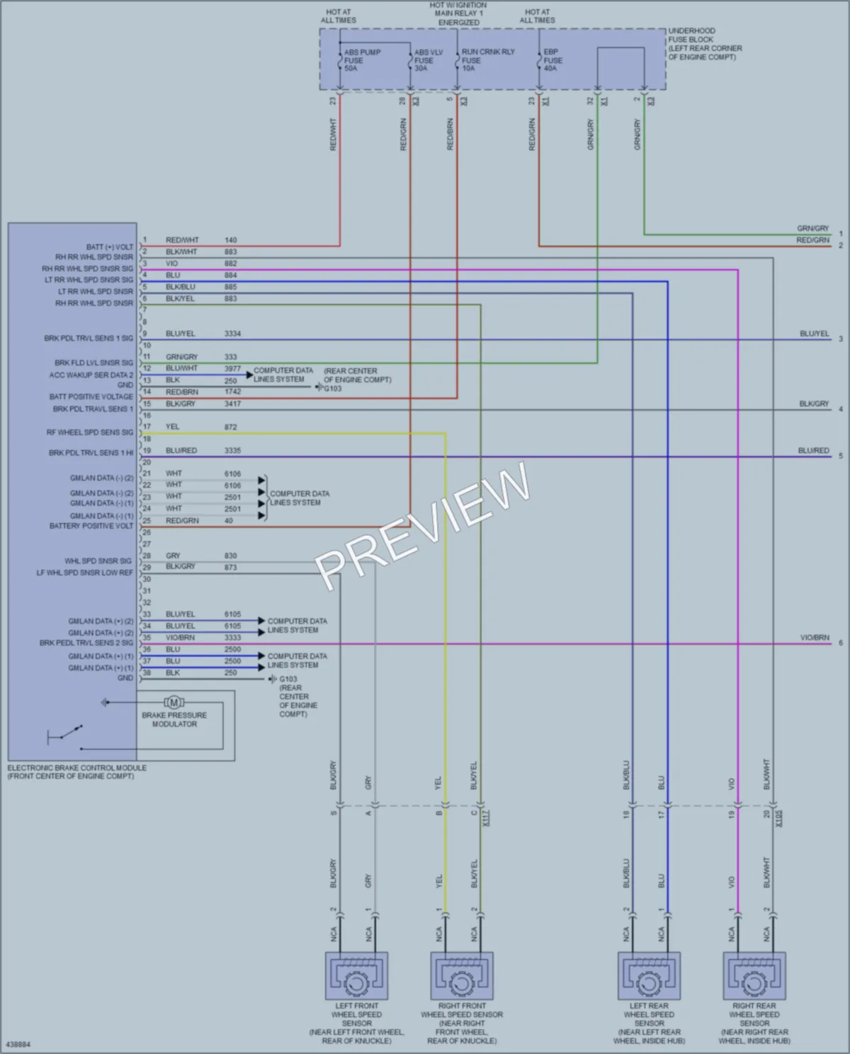 2014 Chevrolet SparkEV Anti Lock Brakes wiring diagram preview