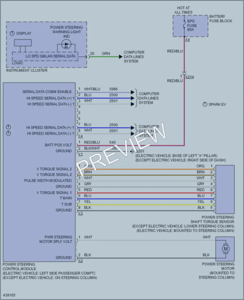 2014 Chevrolet SparkEV Electronic Power Steering wiring diagram preview