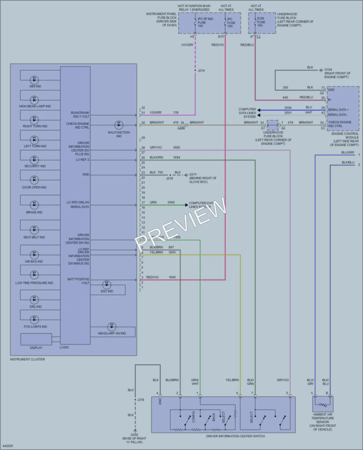 2014 Chevrolet SparkEV Instrument Cluster wiring diagram preview