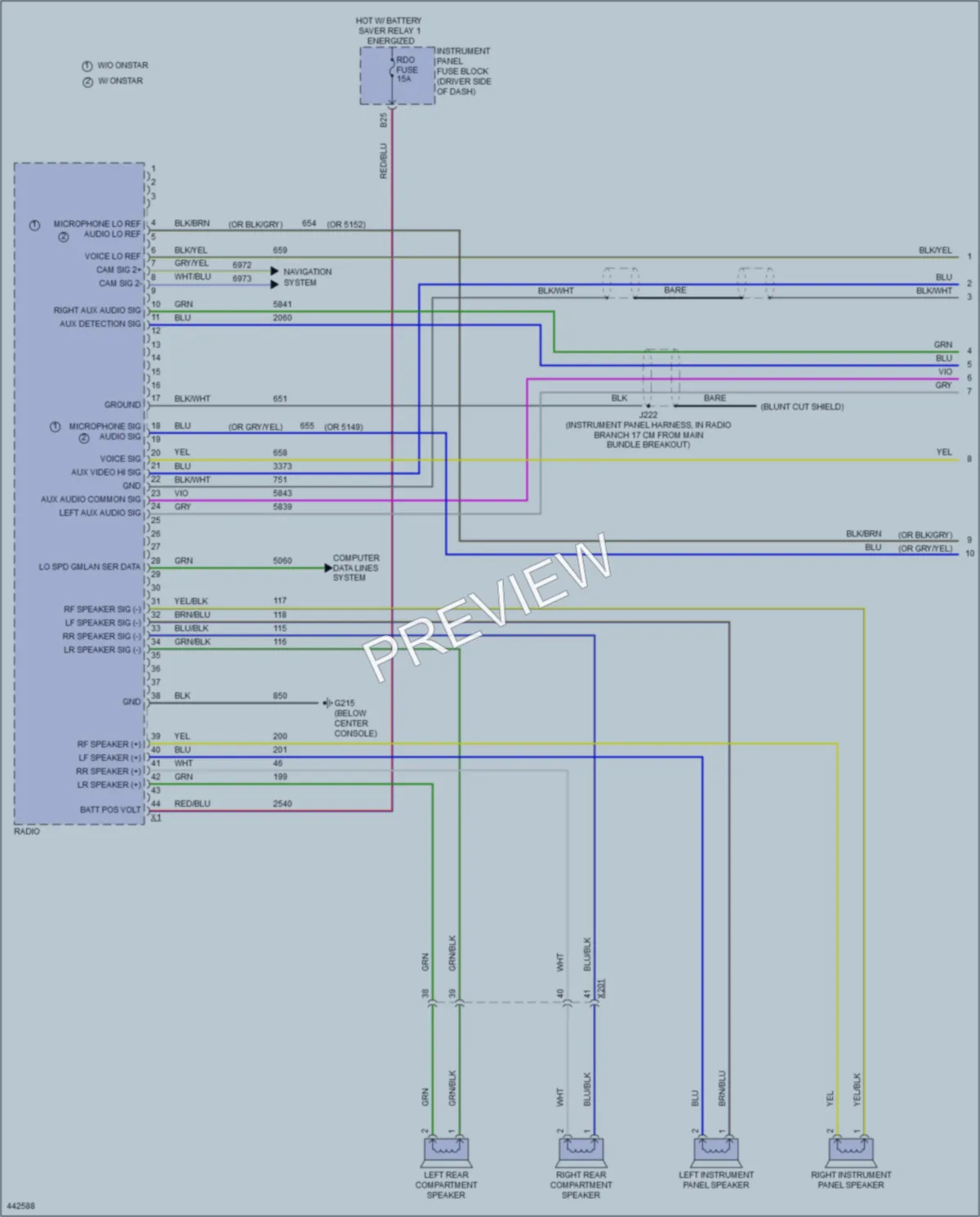 2014 Chevrolet SparkEV Radio wiring diagram preview