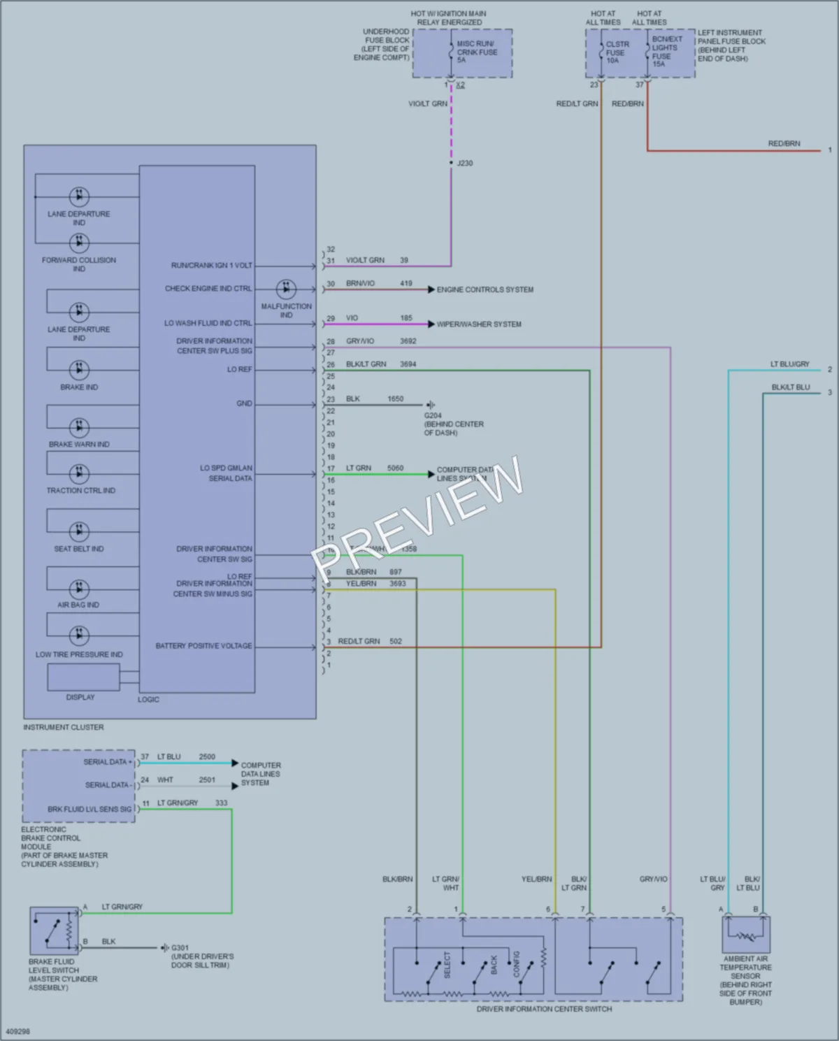 2014 Chevrolet Volt Instrument Cluster wiring diagram preview