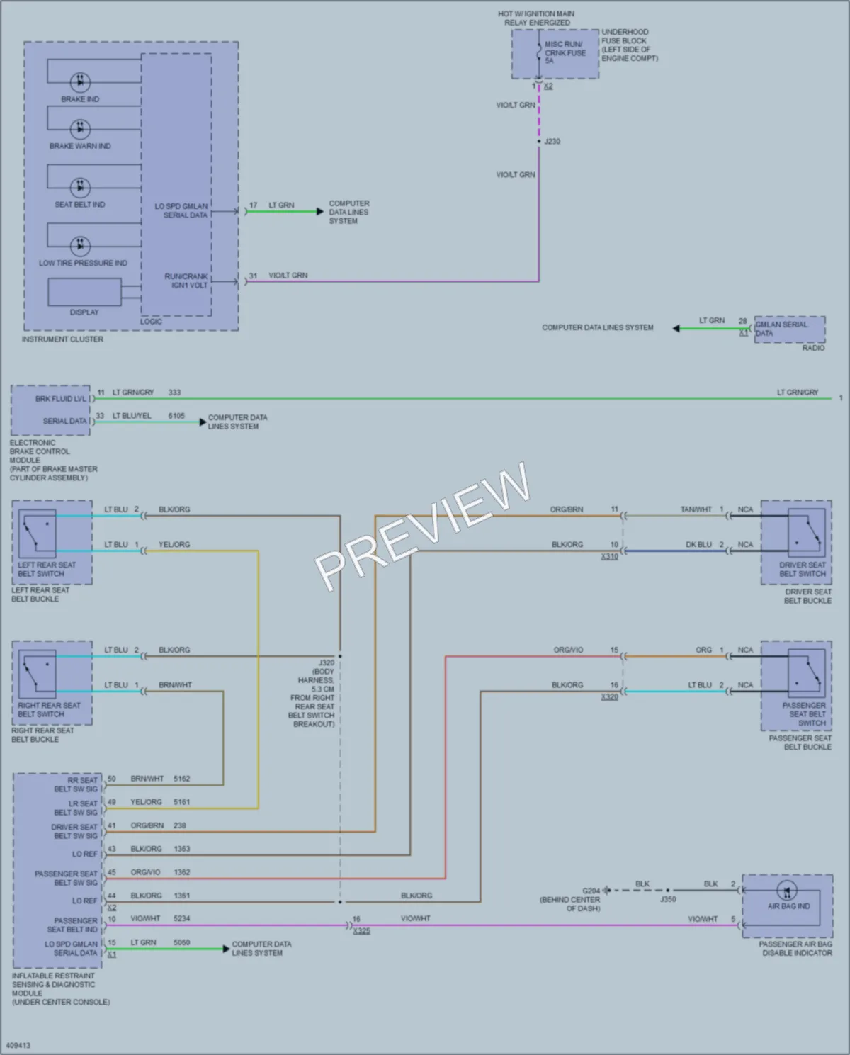2014 Chevrolet Volt Warning Systems wiring diagram preview