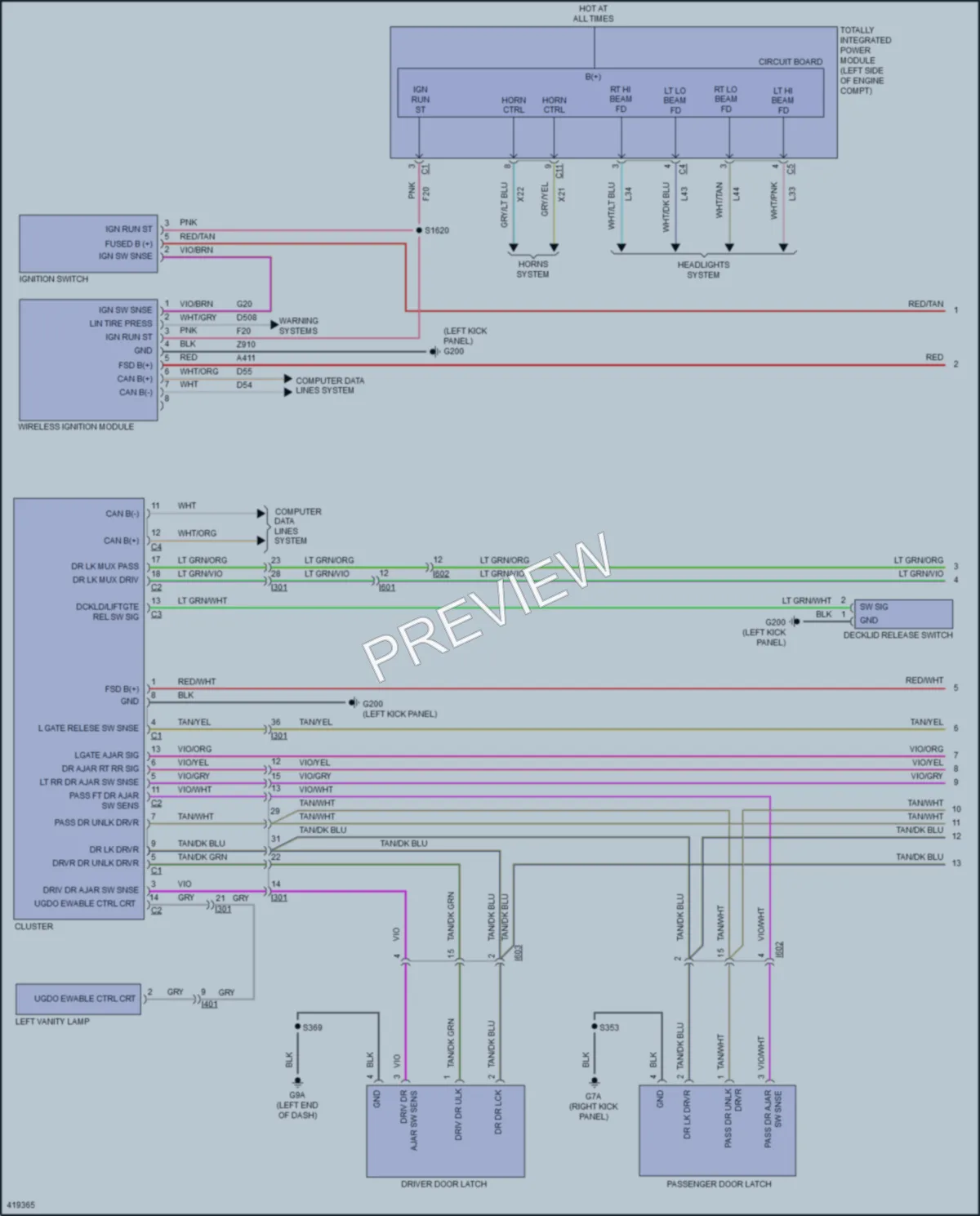 2014 Chrysler 200 Anti Theft wiring diagram preview
