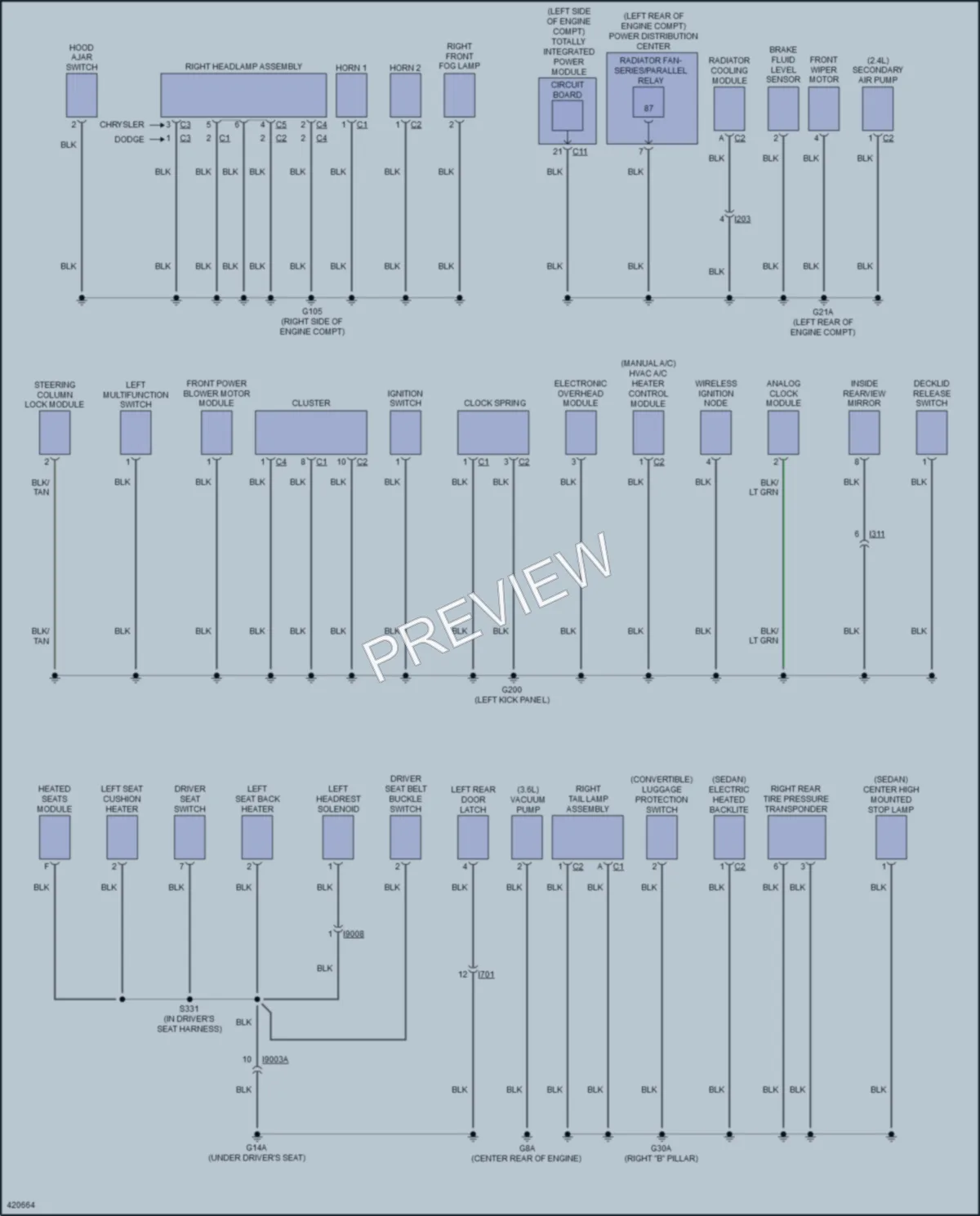 2014 Chrysler 200 Ground Distribution wiring diagram preview