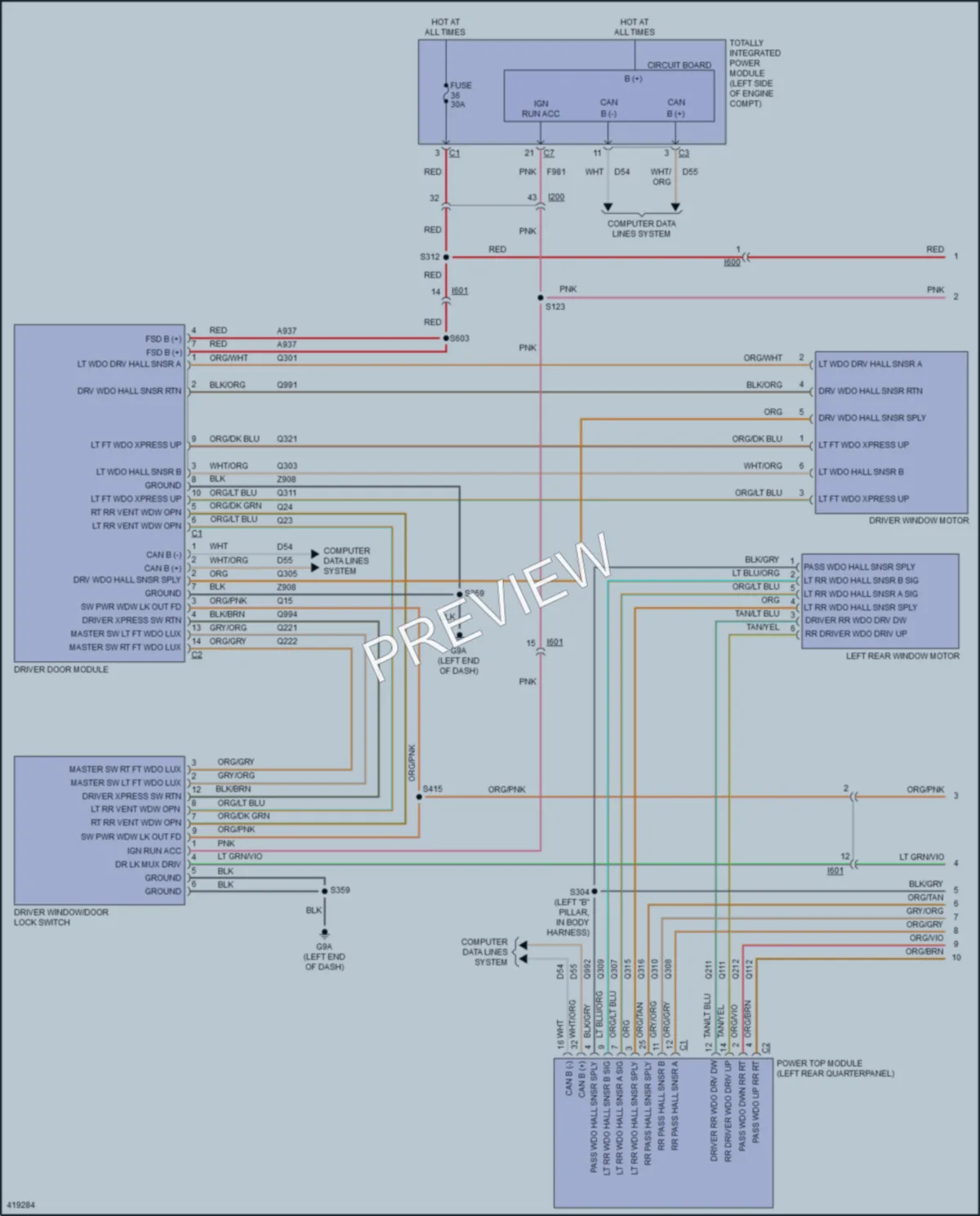 2014 Chrysler 200 Power Windows wiring diagram preview