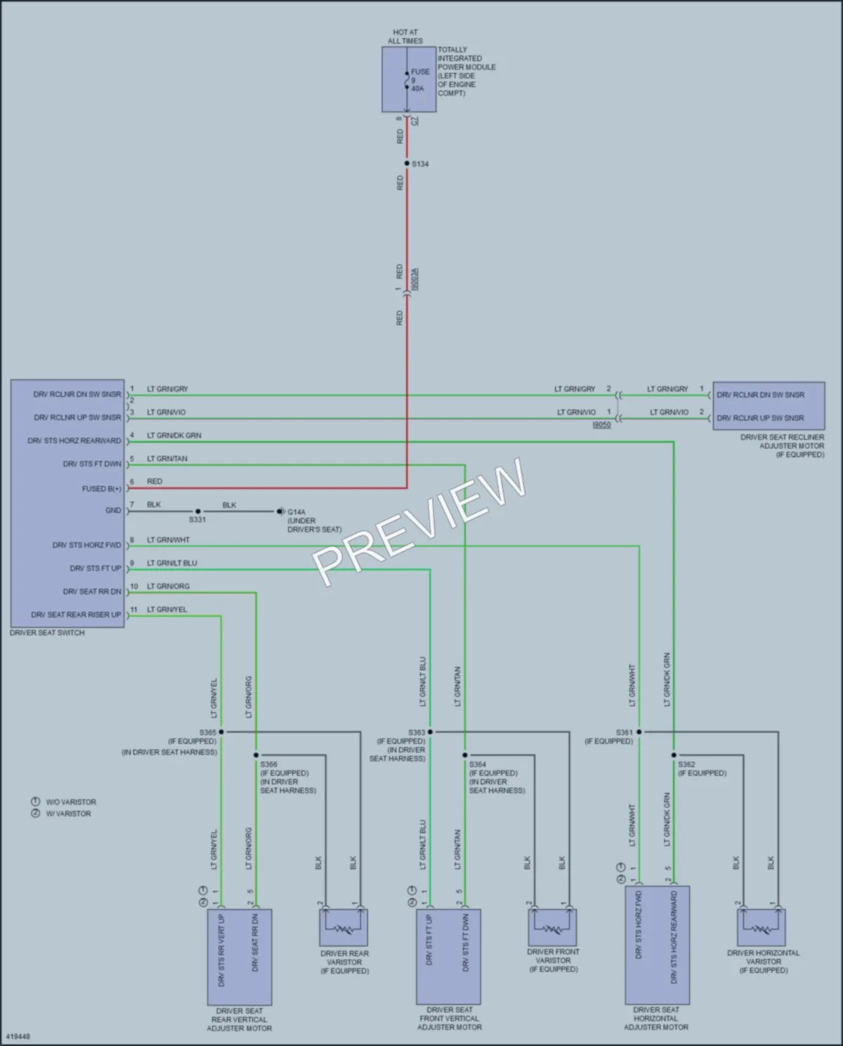 2014 Dodge Avenger Power Seats wiring diagram preview