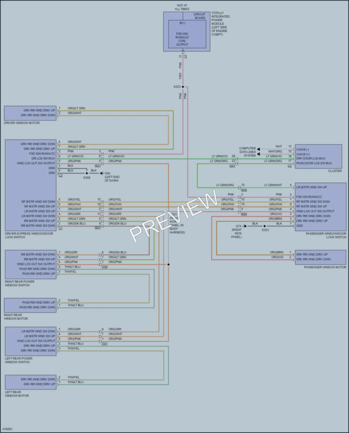 2014 Dodge Avenger Power Windows wiring diagram preview