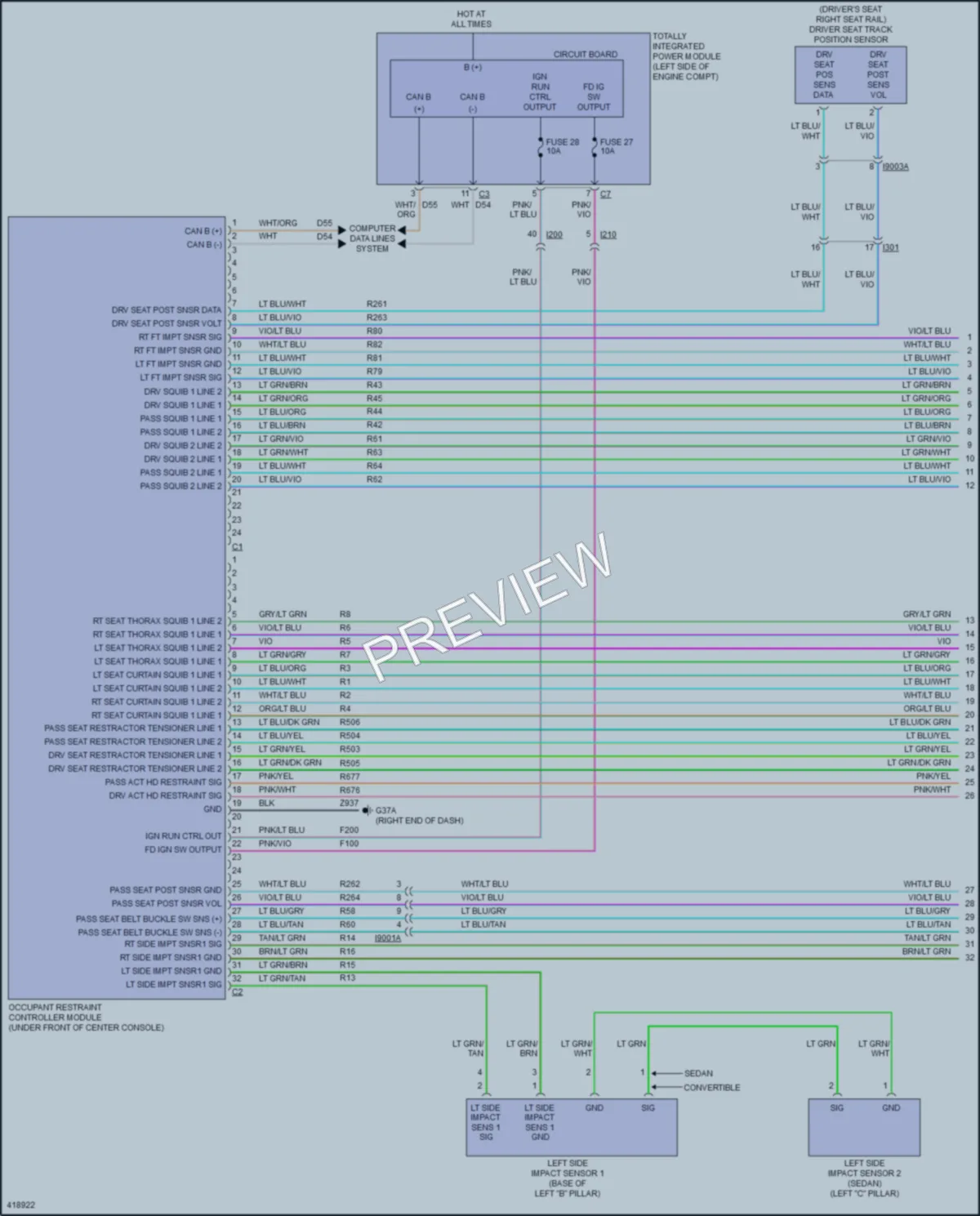 2014 Dodge Avenger Supplemental Restraints wiring diagram preview
