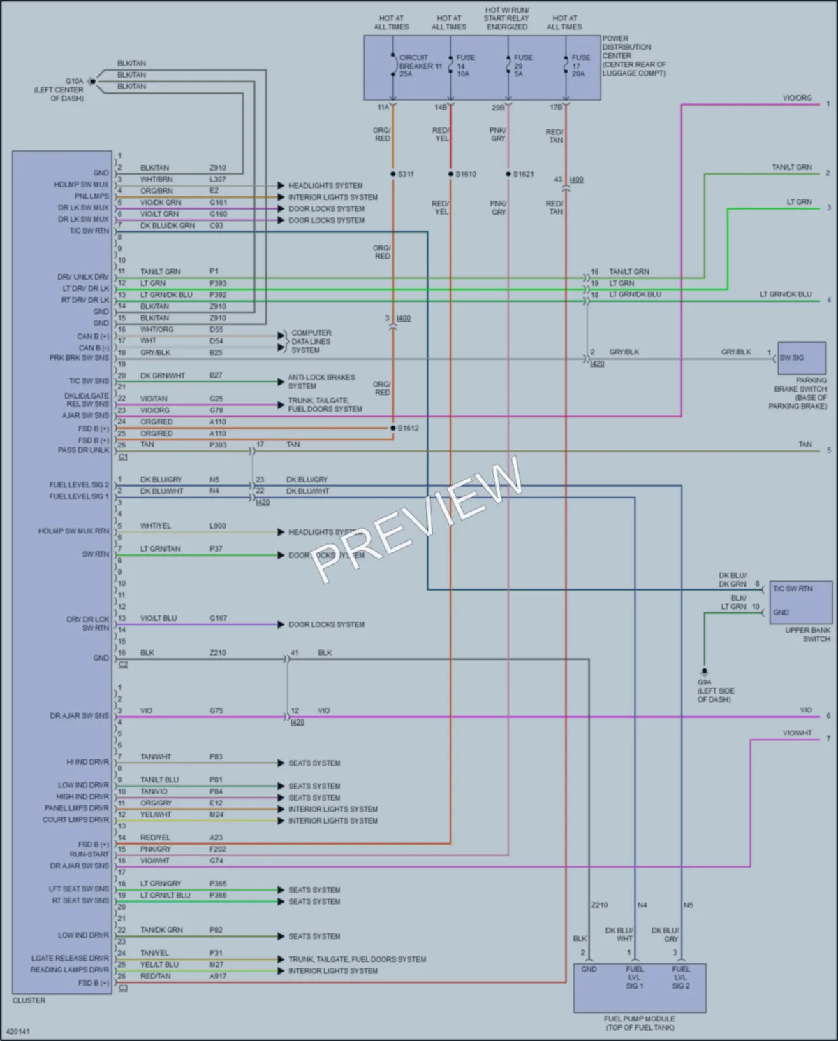 2014 Dodge Challenger Instrument Cluster wiring diagram preview