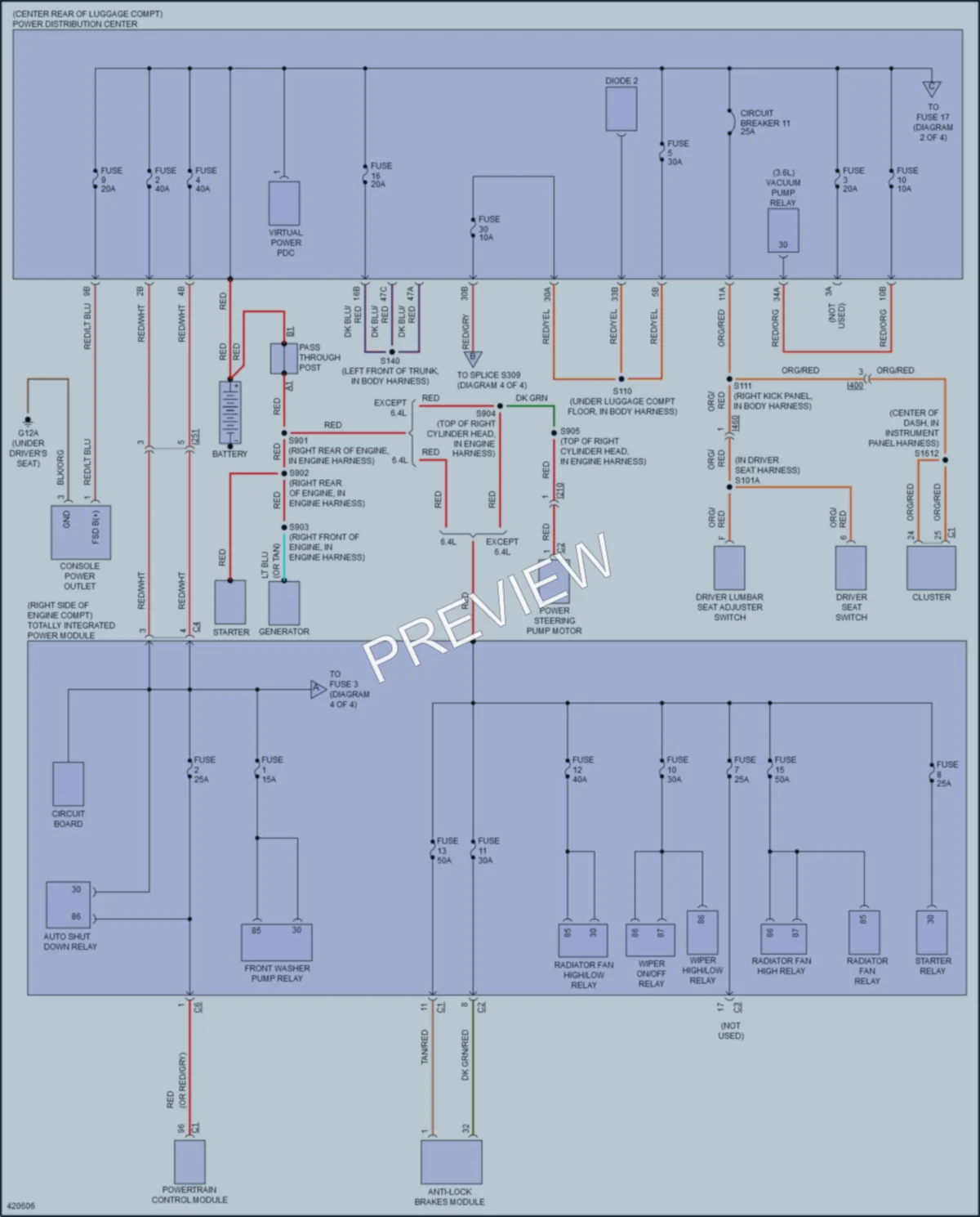 2014 Dodge Challenger Power Distribution wiring diagram preview