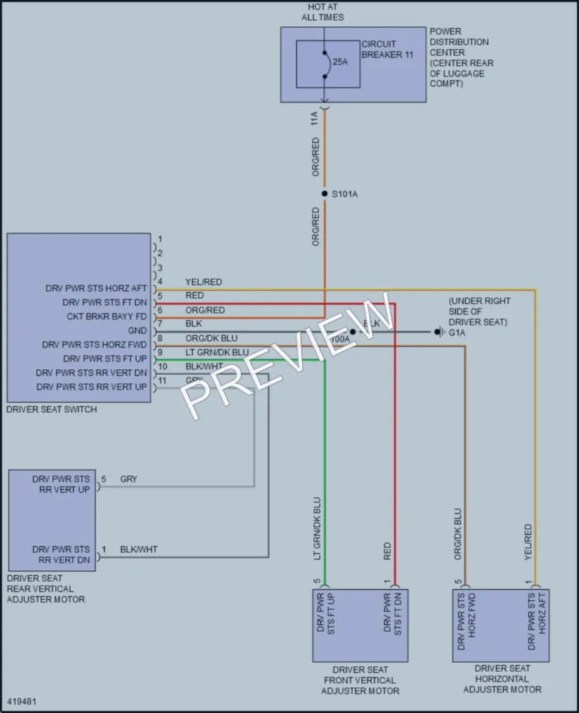 2014 Dodge Challenger Power Seats wiring diagram preview