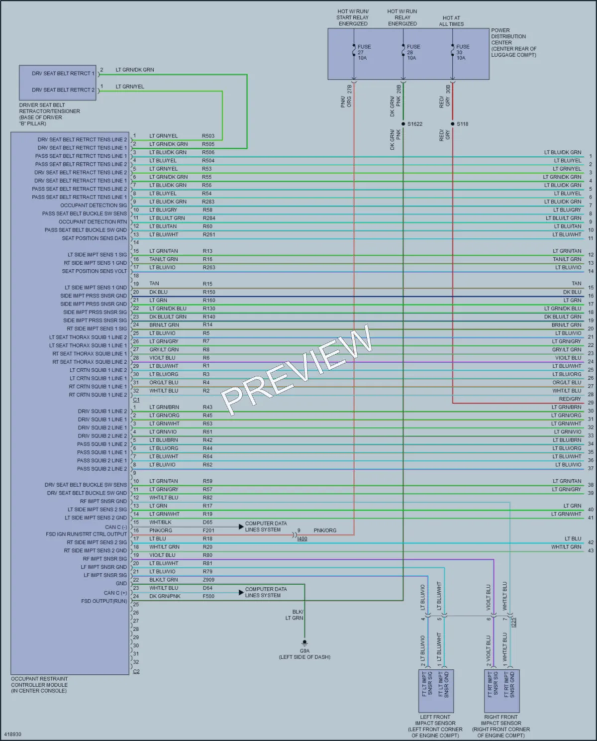 2014 Dodge Challenger Supplemental Restraints wiring diagram preview