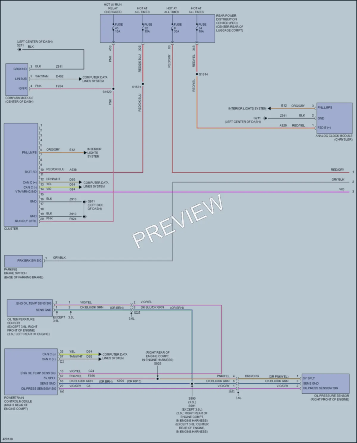 2014 Dodge Charger Instrument Cluster wiring diagram preview