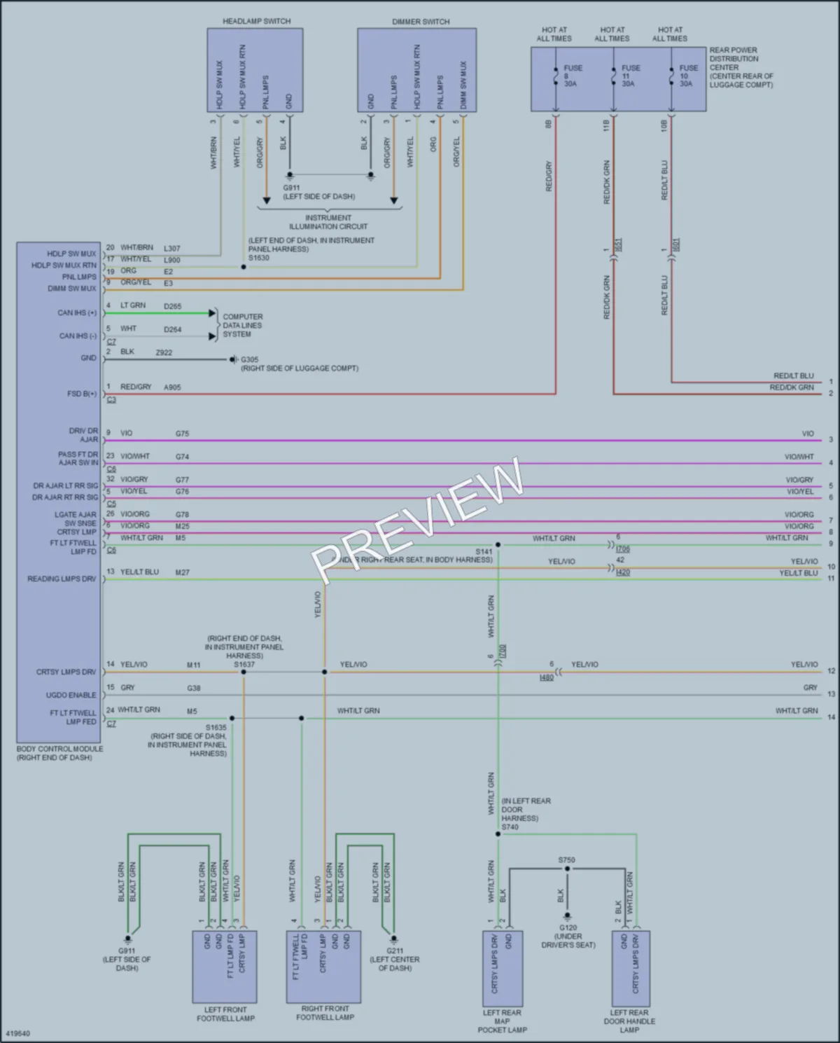 2014 Dodge Charger Interior Lights wiring diagram preview