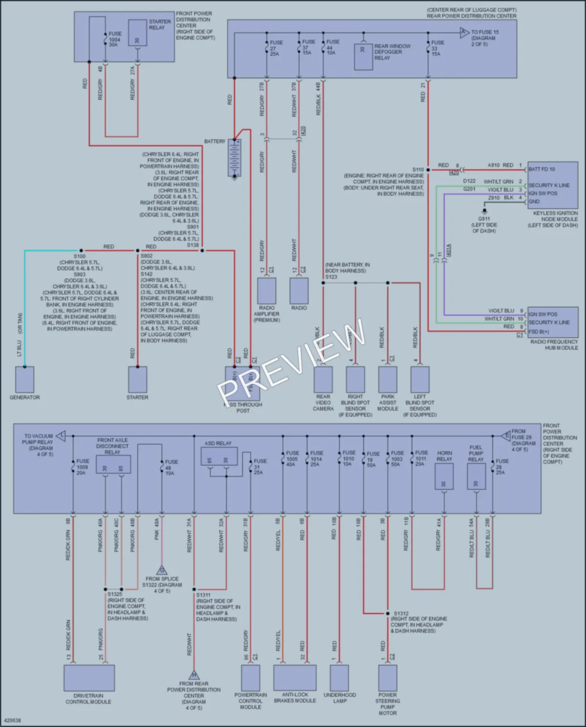 2014 Dodge Charger Power Distribution wiring diagram preview