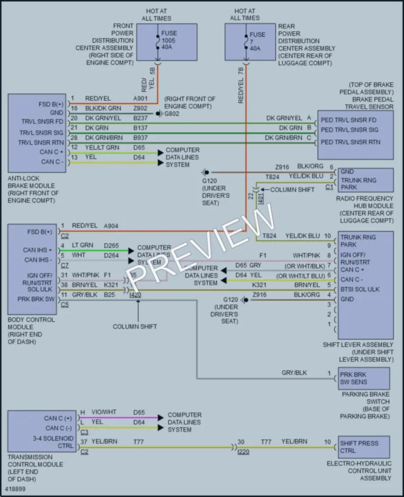 2014 Dodge Charger Shift Interlock wiring diagram preview