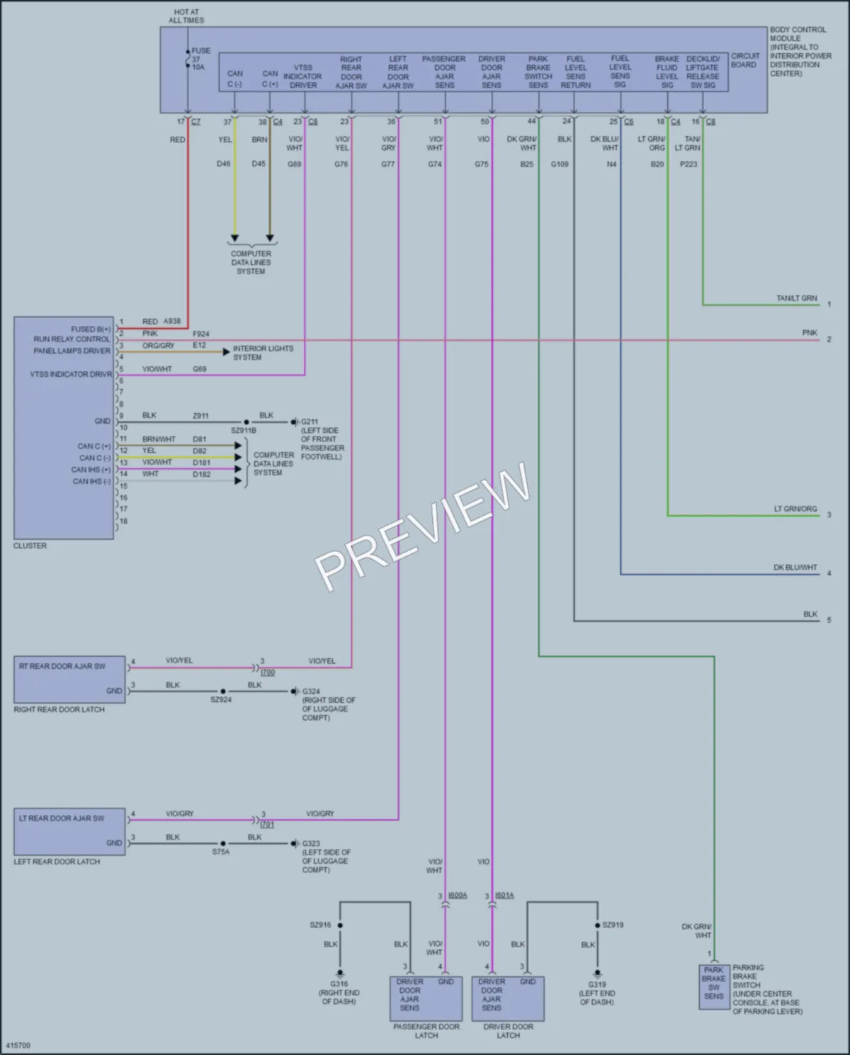 2014 Dodge Dart Instrument Cluster wiring diagram preview
