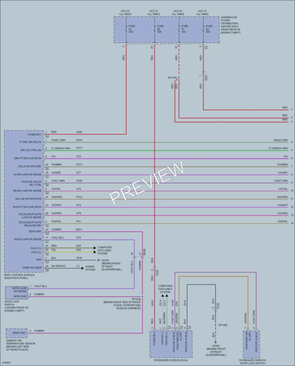 2014 Dodge Durango Power Door Locks wiring diagram preview
