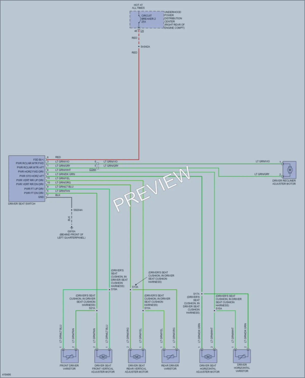 2014 Dodge Durango Power Seats wiring diagram preview