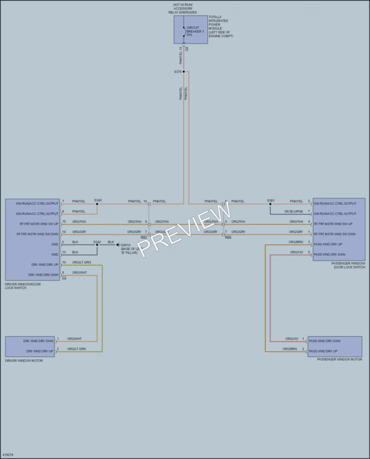 2014 Dodge GrandCaravan Power Windows wiring diagram preview