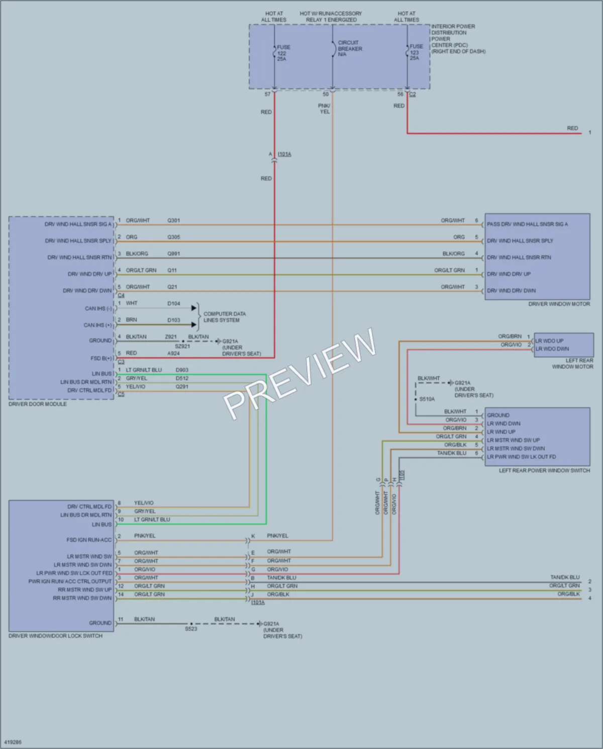 2014 Dodge Journey Power Windows wiring diagram preview