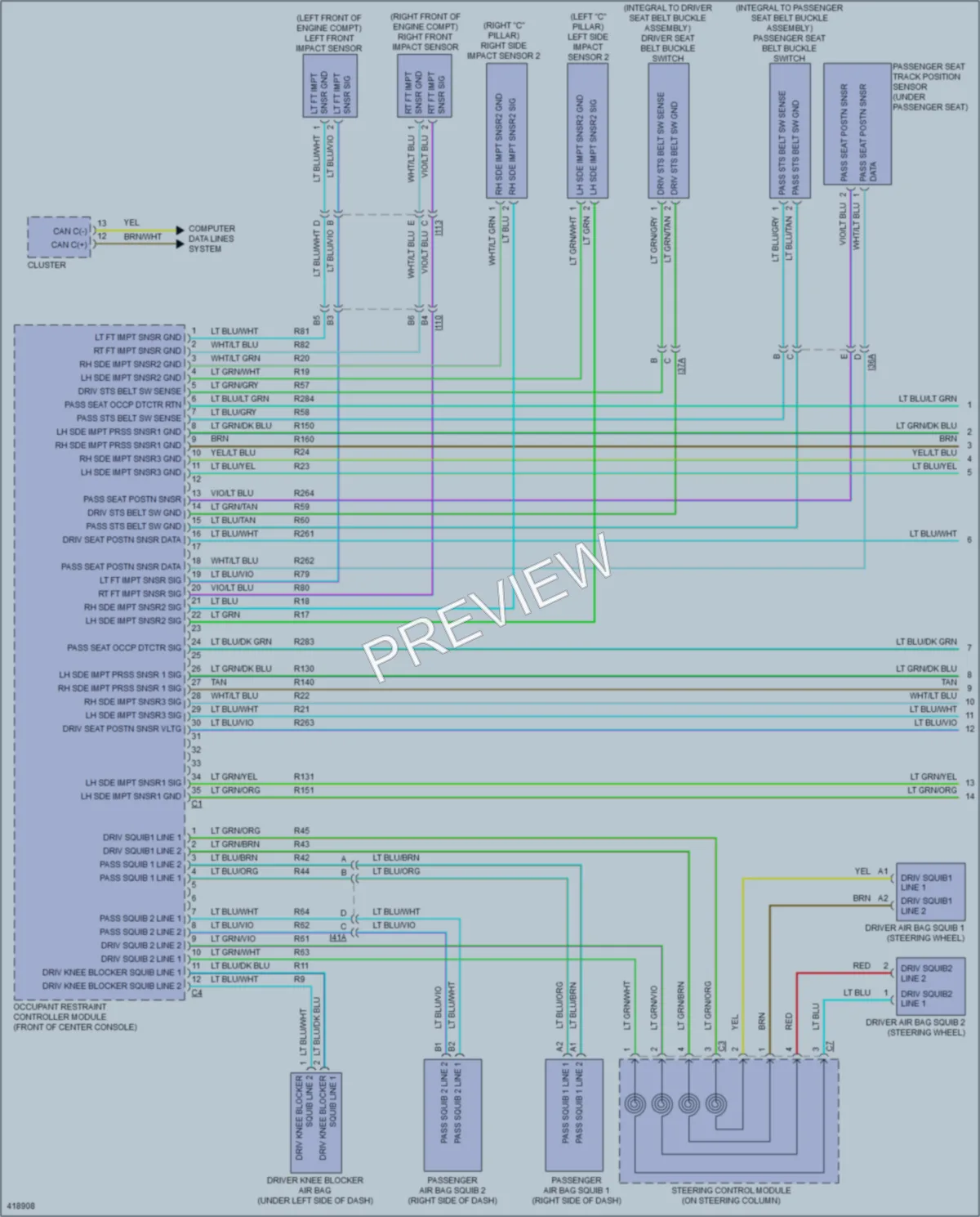 2014 Dodge Journey Supplemental Restraints wiring diagram preview