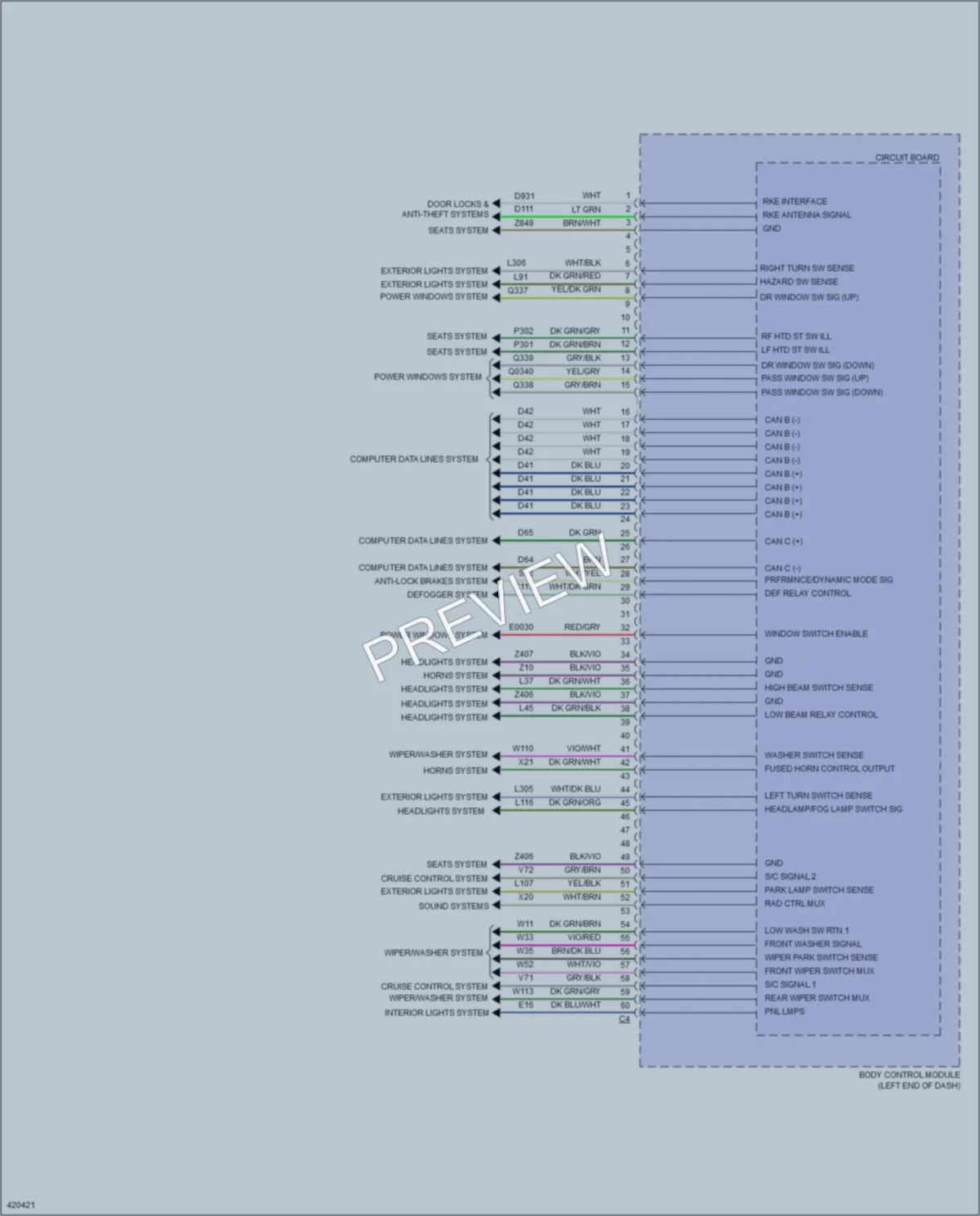 2014 Fiat 500C Body Control Modules wiring diagram preview
