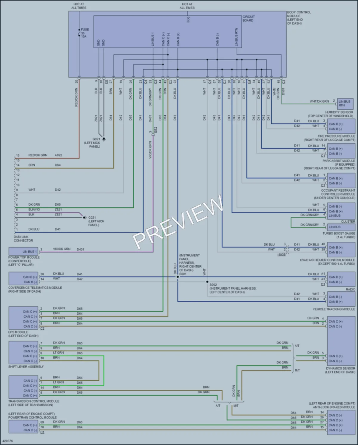 2014 Fiat 500C Computer Data Lines wiring diagram preview