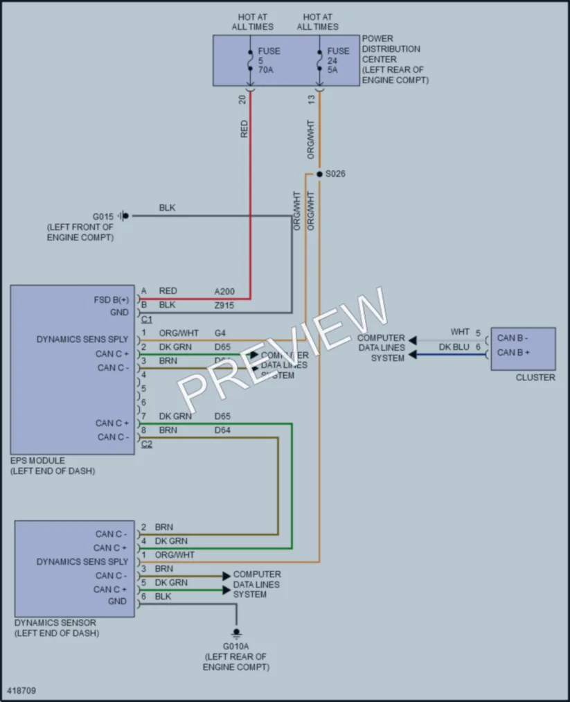 2014 Fiat 500C Electronic Power Steering wiring diagram preview