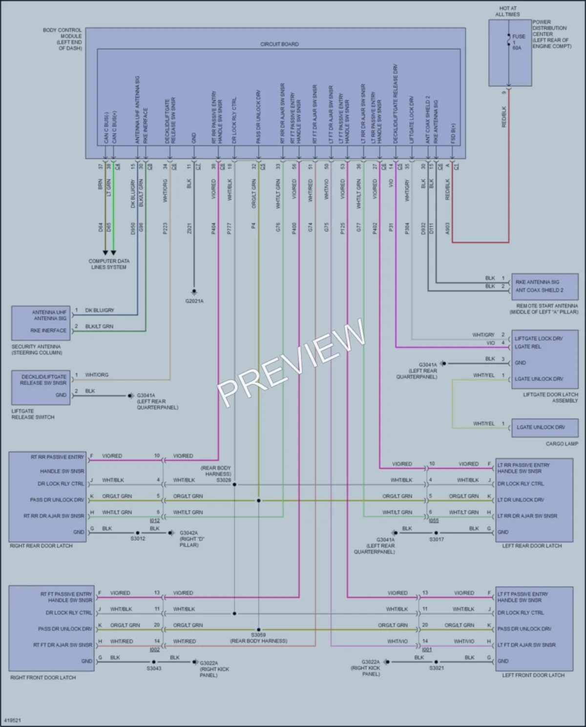 2014 Fiat 500L Power Door Locks wiring diagram preview