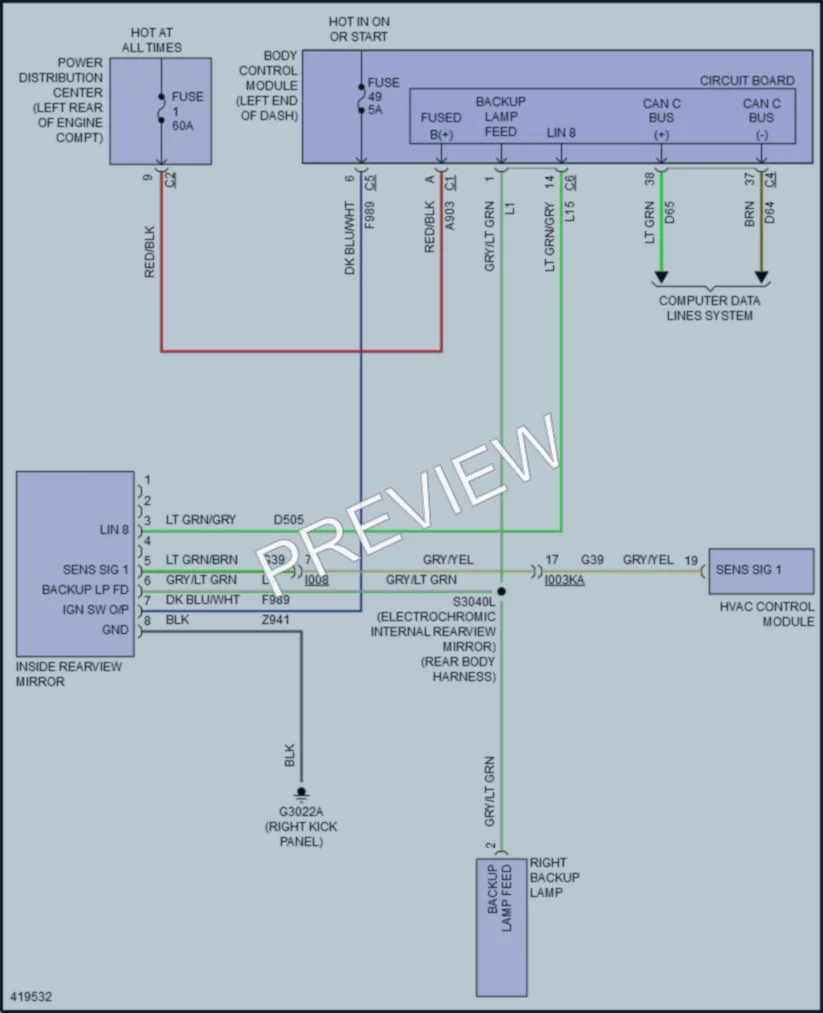 2014 Fiat 500L Power Mirrors wiring diagram preview