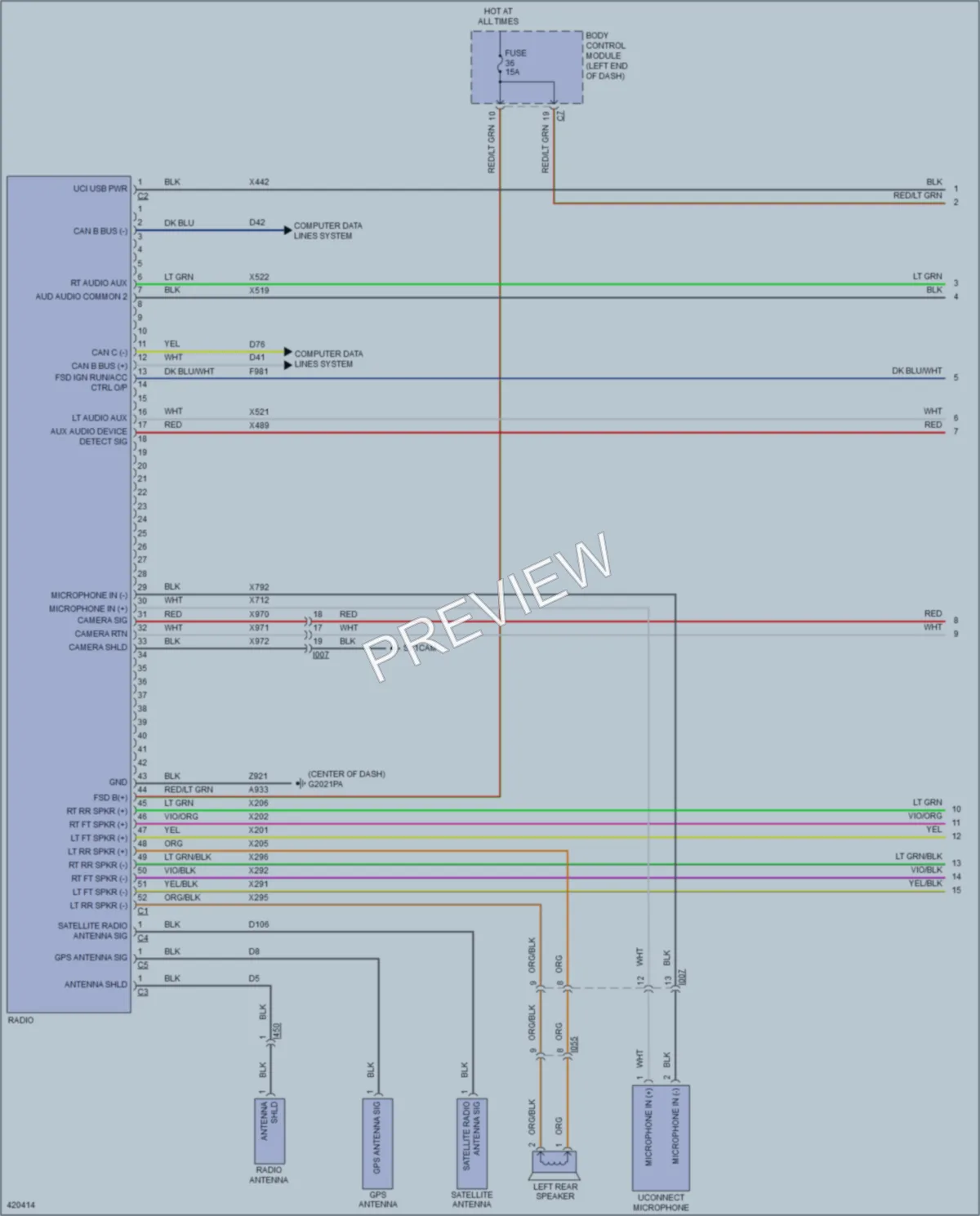 2014 Fiat 500L Radio wiring diagram preview