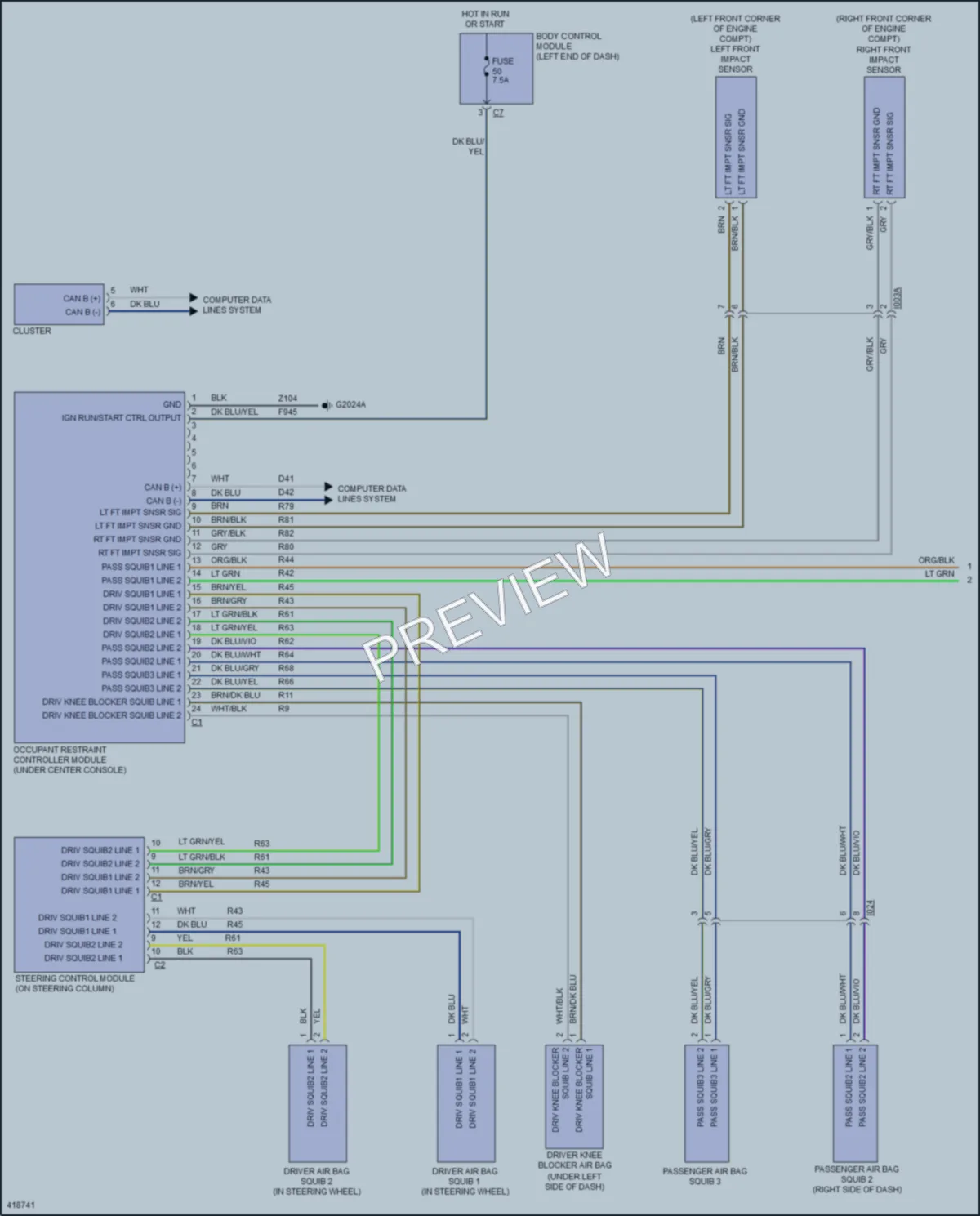 2014 Fiat 500L Supplemental Restraints wiring diagram preview