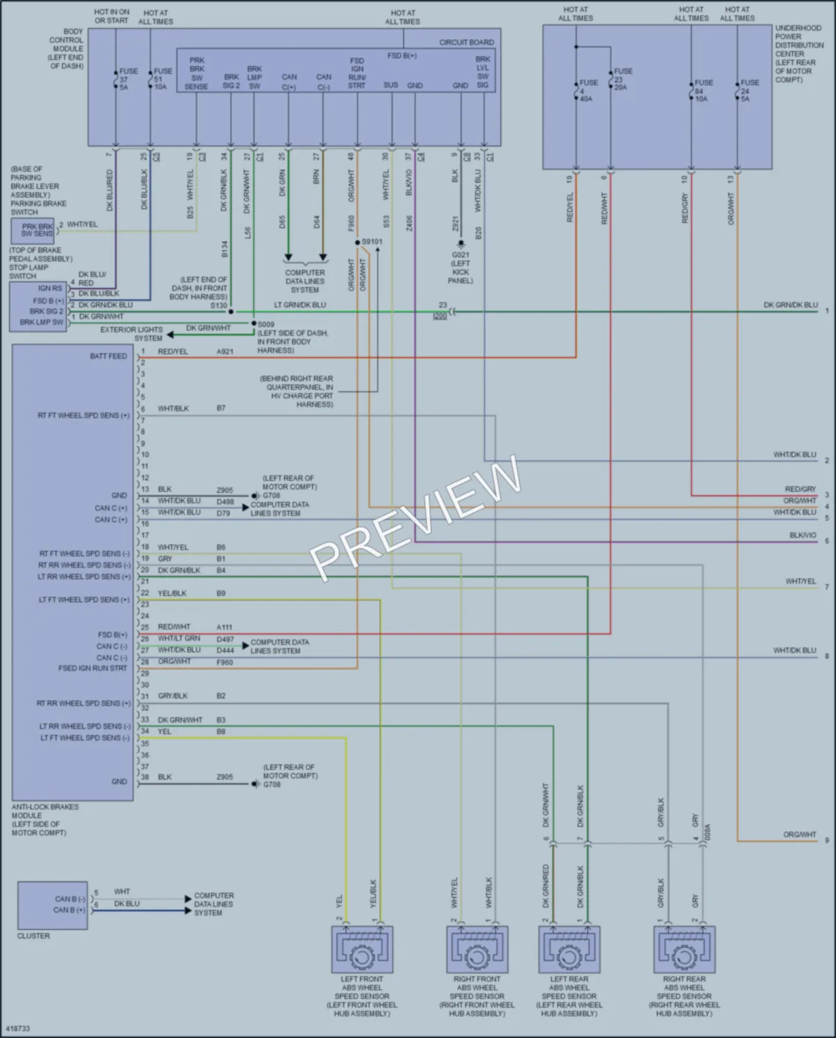 2014 Fiat 500e Anti Lock Brakes wiring diagram preview