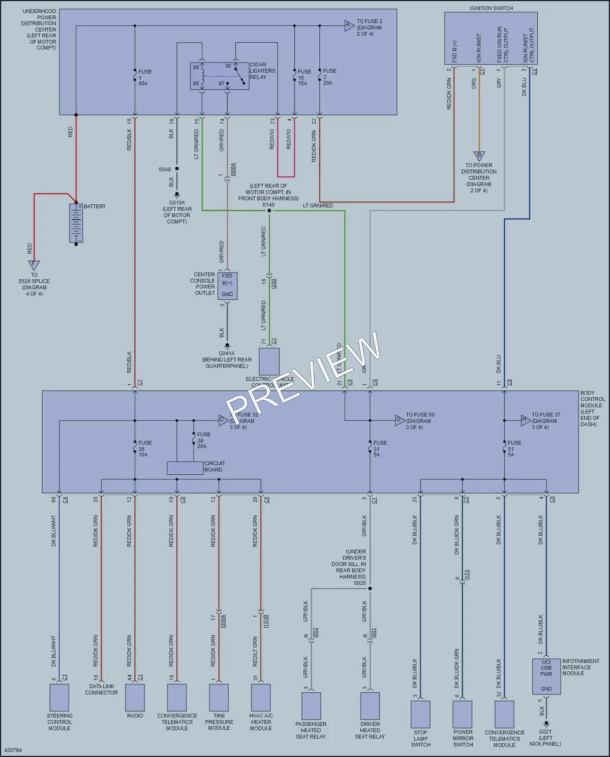 2014 Fiat 500e Power Distribution wiring diagram preview