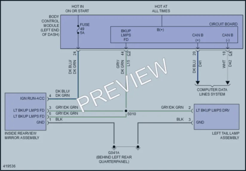 2014 Fiat 500e Power Mirrors wiring diagram preview