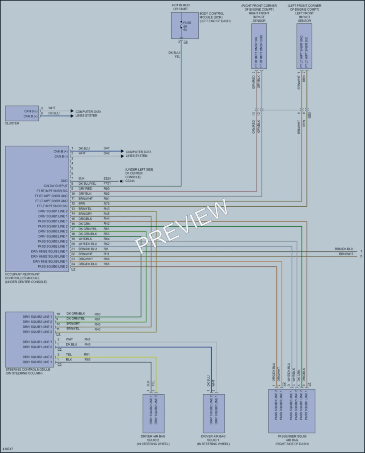 2014 Fiat 500e Supplemental Restraints wiring diagram preview
