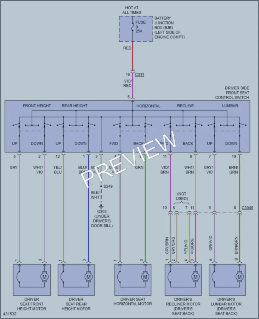 2014 Ford CMaxEnergi Power Seats wiring diagram preview