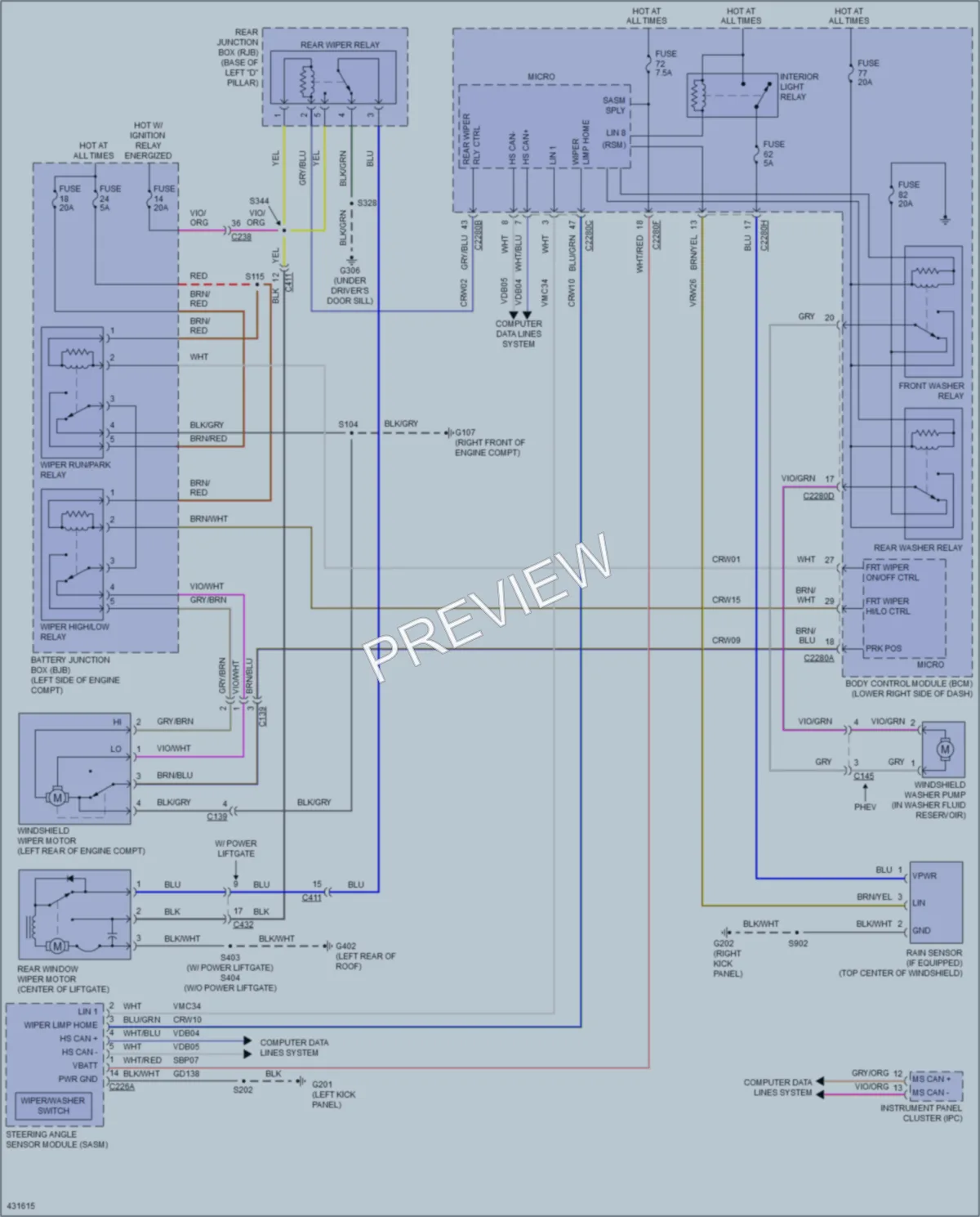 2014 Ford CMaxEnergi Wiper Washer wiring diagram preview