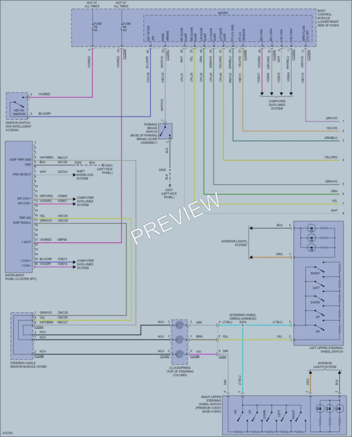 2014 Ford CMaxHybrid Instrument Cluster wiring diagram preview
