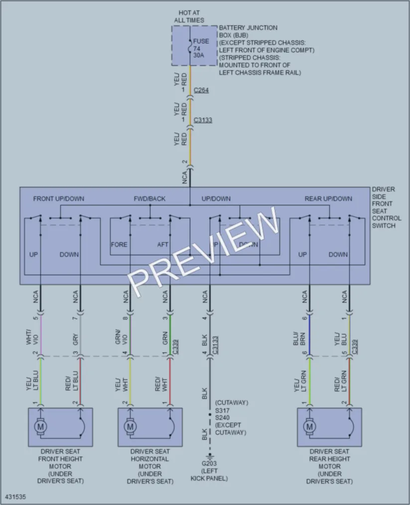 2014 Ford E150ClubWagon Power Seats wiring diagram preview