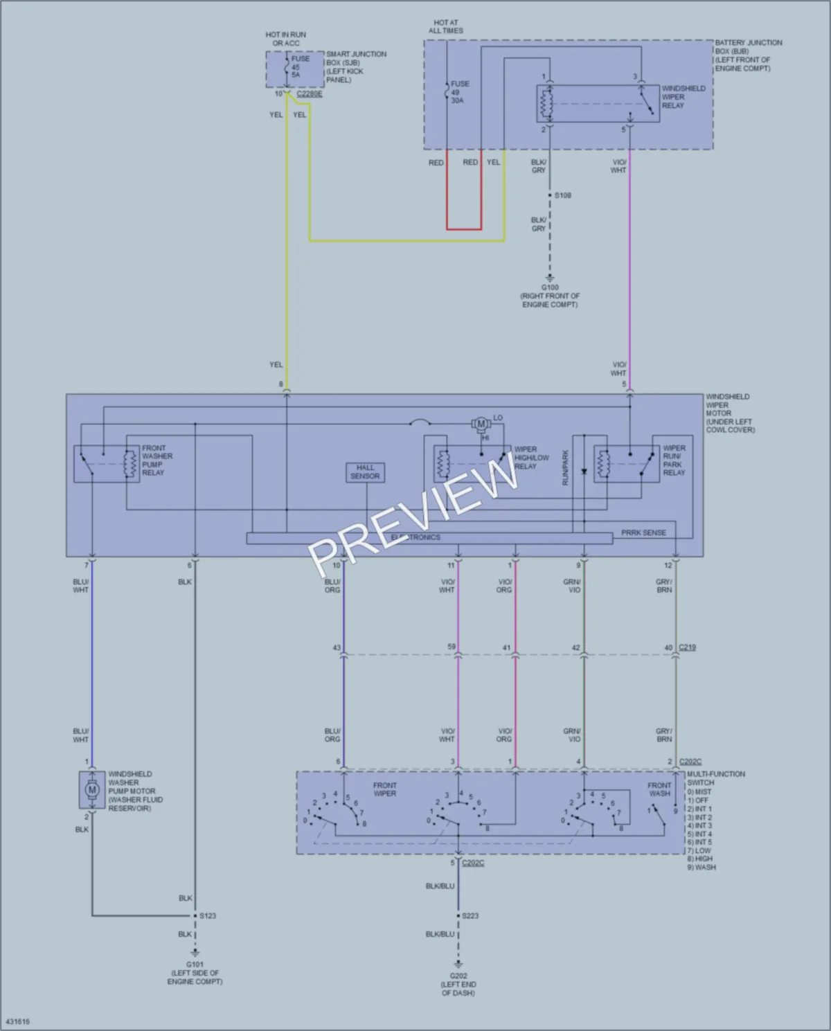 2014 Ford E150ClubWagon Wiper Washer wiring diagram preview
